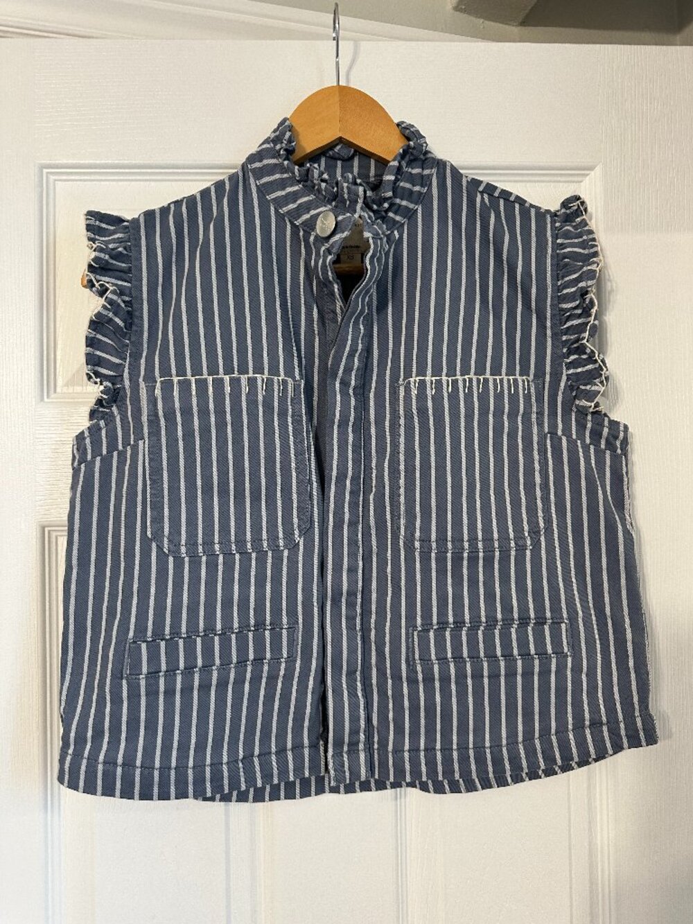 Seventy & Mochi Striped Short Sleeve Button Up Top